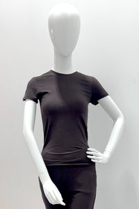 Majestic Filatures Soft-Touch Short-Sleeve Crewneck - Chocolate Mousse