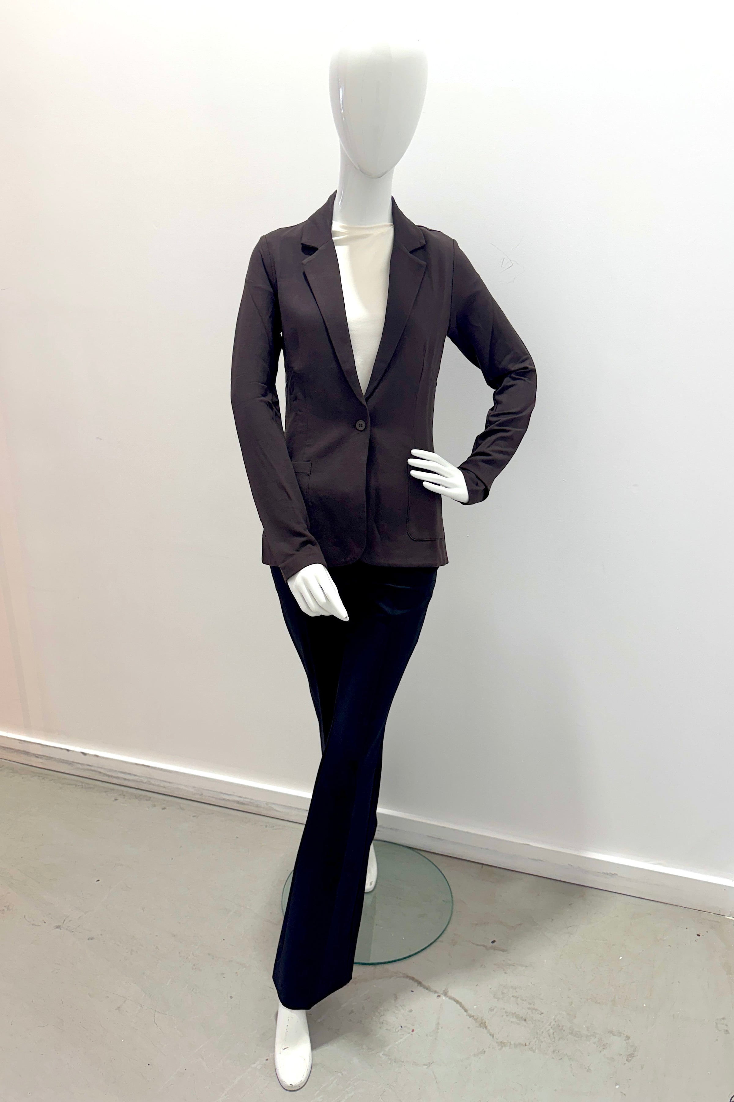 Majestic Filatures French Terry Fleece One-Button Blazer - Chocolate Mousse