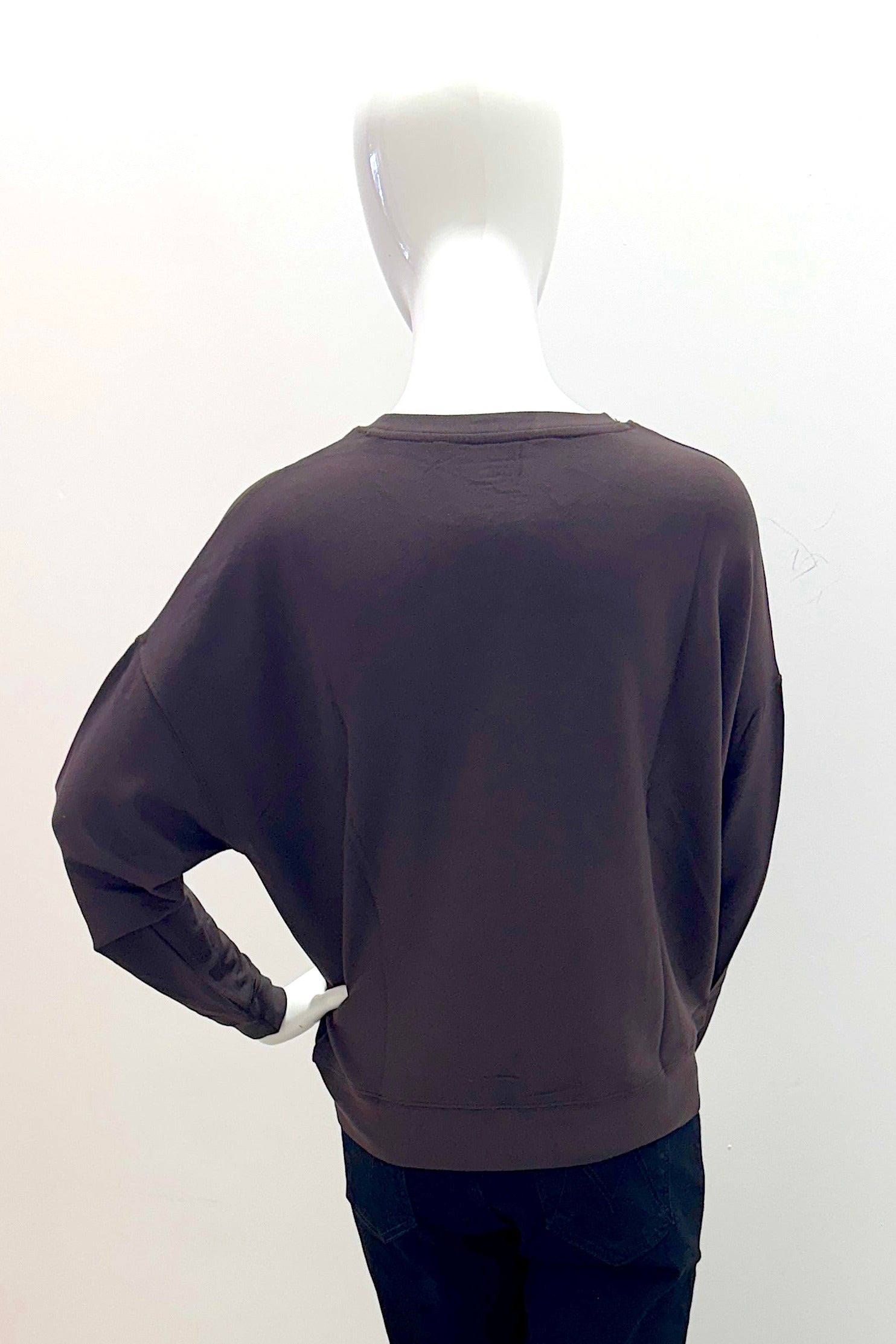 Majestic Filatures French Terry Long-Sleeve Crewneck With Banded Hem - Chocolate Mousse