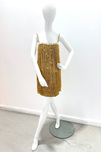 PatBo Aurea Crochet Mini Dress - Gold