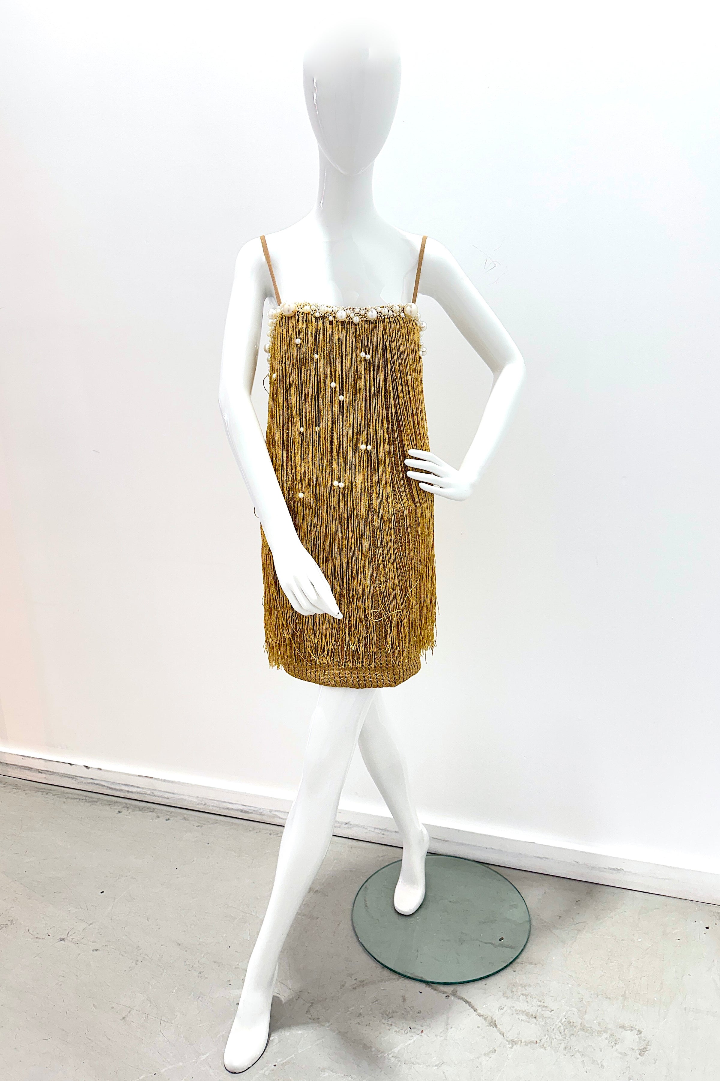 PatBo Aurea Crochet Mini Dress - Gold