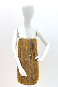 PatBo Aurea Crochet Mini Dress - Gold