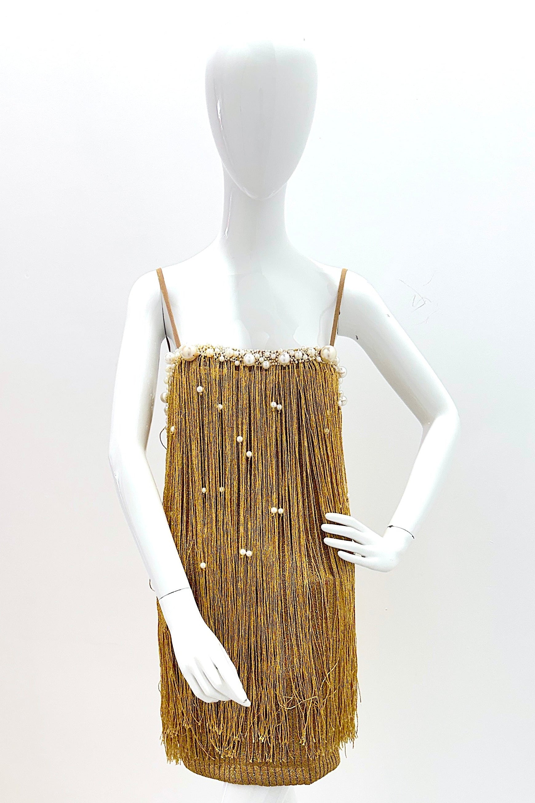PatBo Aurea Crochet Mini Dress - Gold