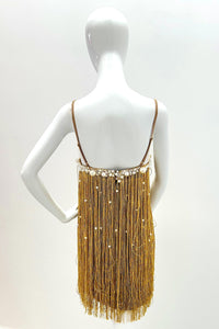 PatBo Aurea Crochet Mini Dress - Gold