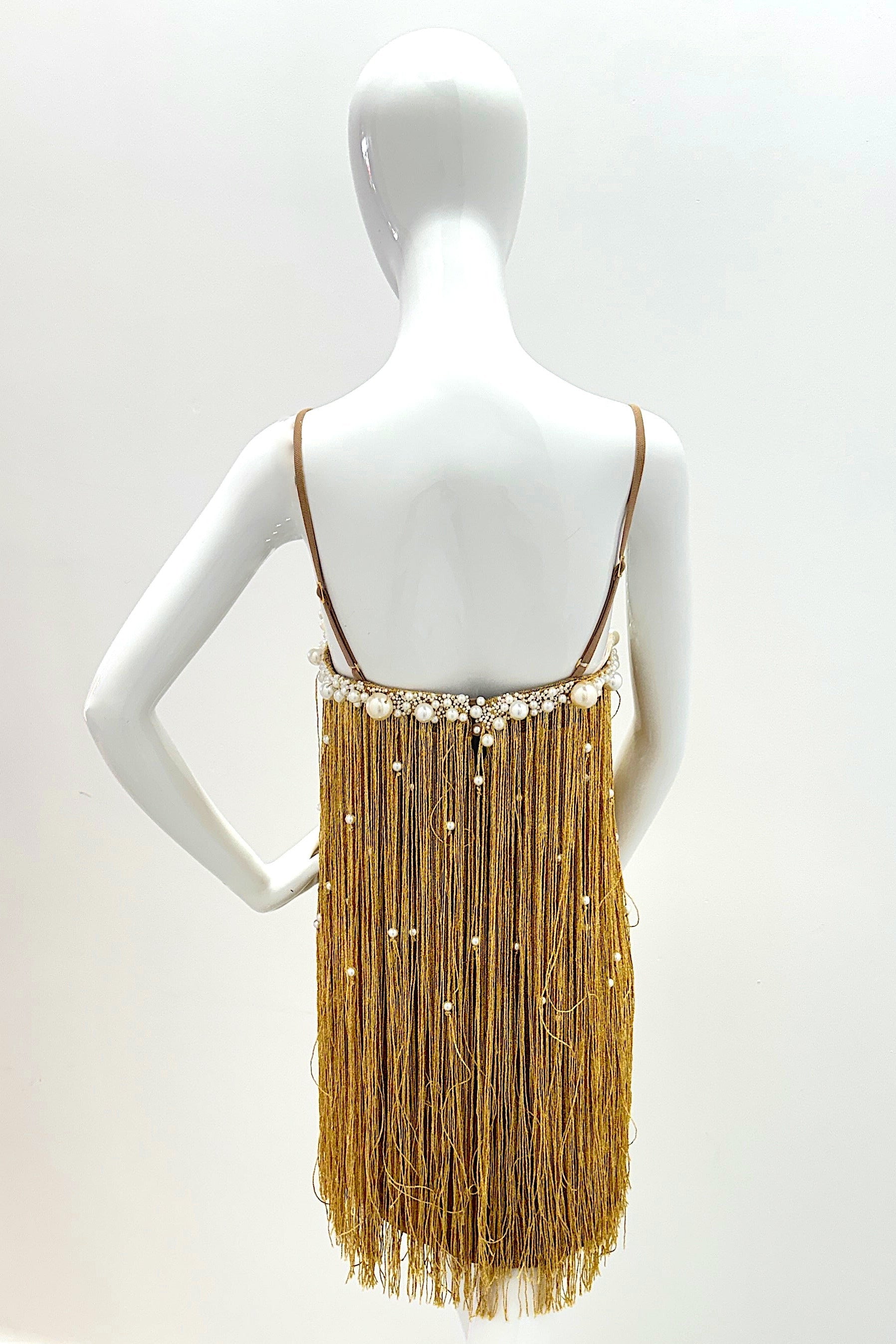 PatBo Aurea Crochet Mini Dress - Gold