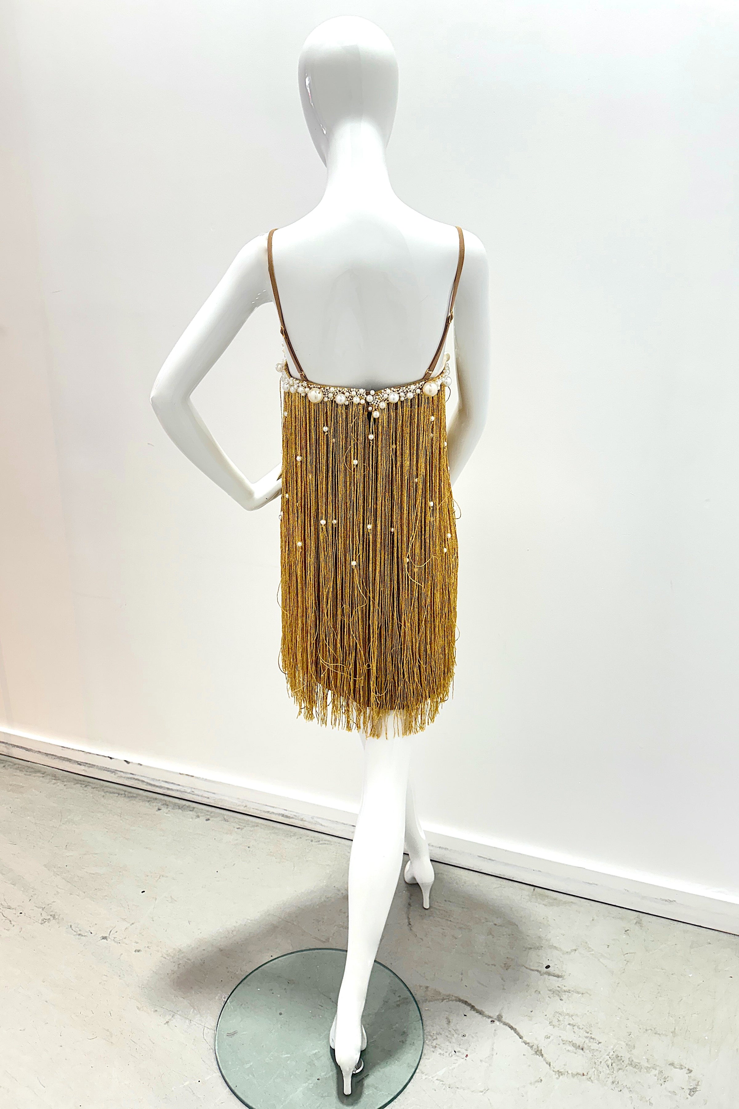 PatBo Aurea Crochet Mini Dress - Gold
