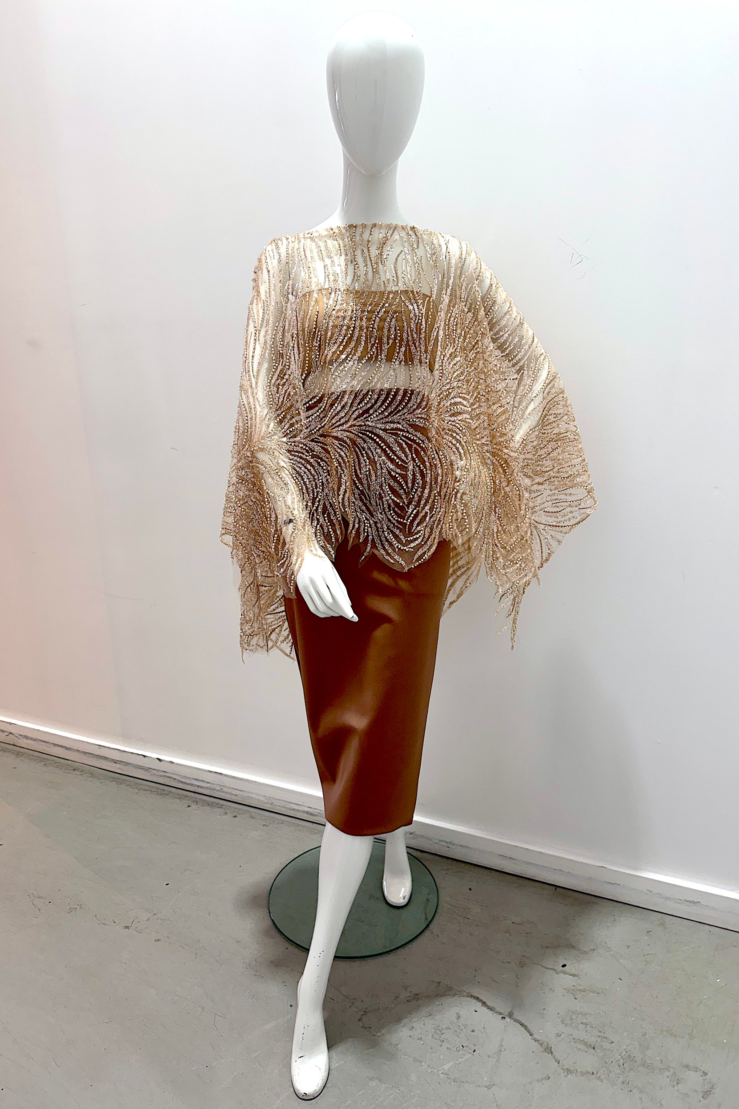 Tres Chic Beaded Cape - Blush