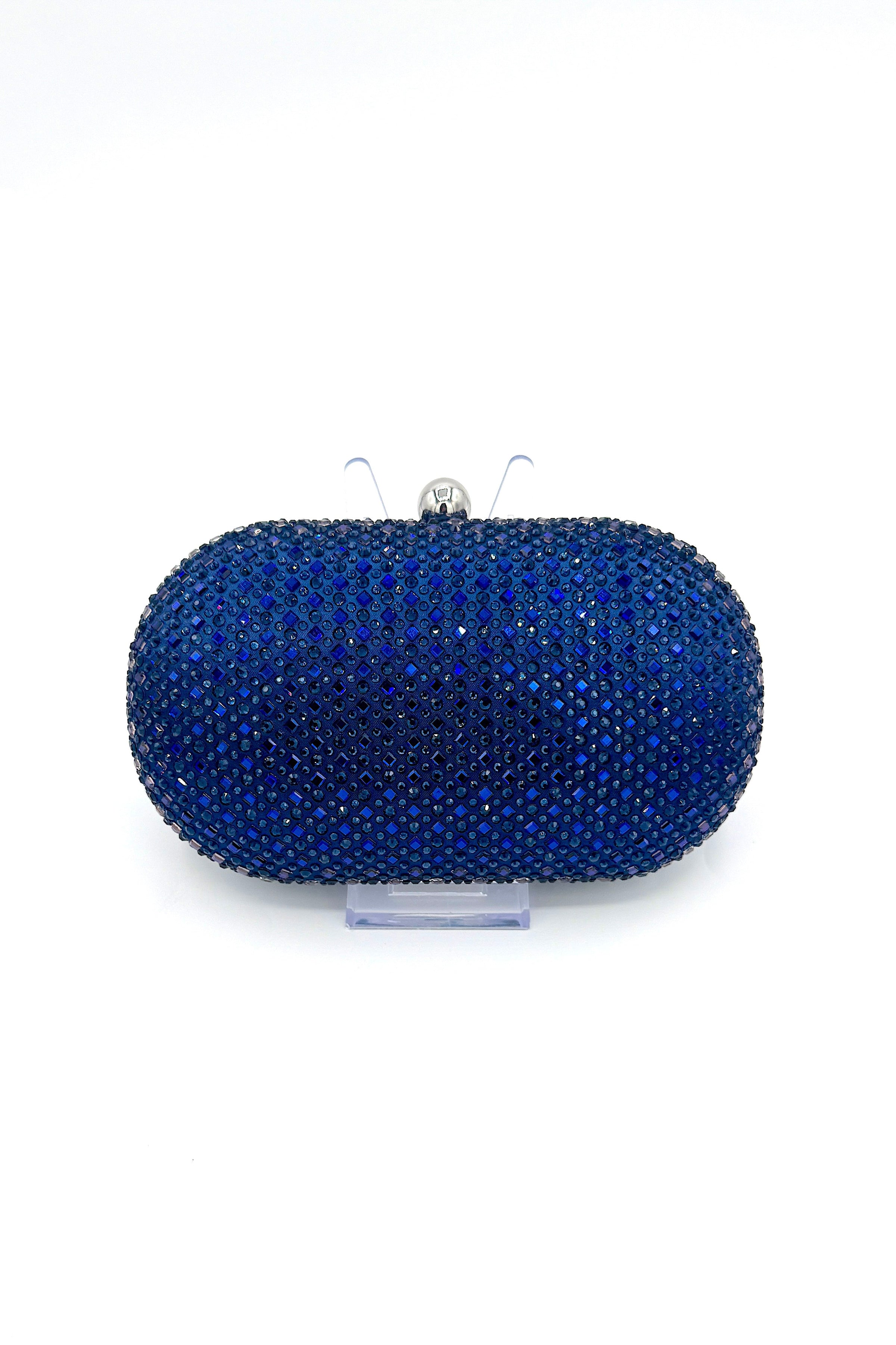 Tres Chic Crystal Oval Clutch Navy