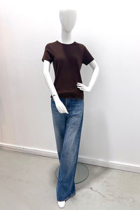 Majestic Filatures T-shirt manches courtes en cachemire 100 % lavable en machine - Mousse au chocolat