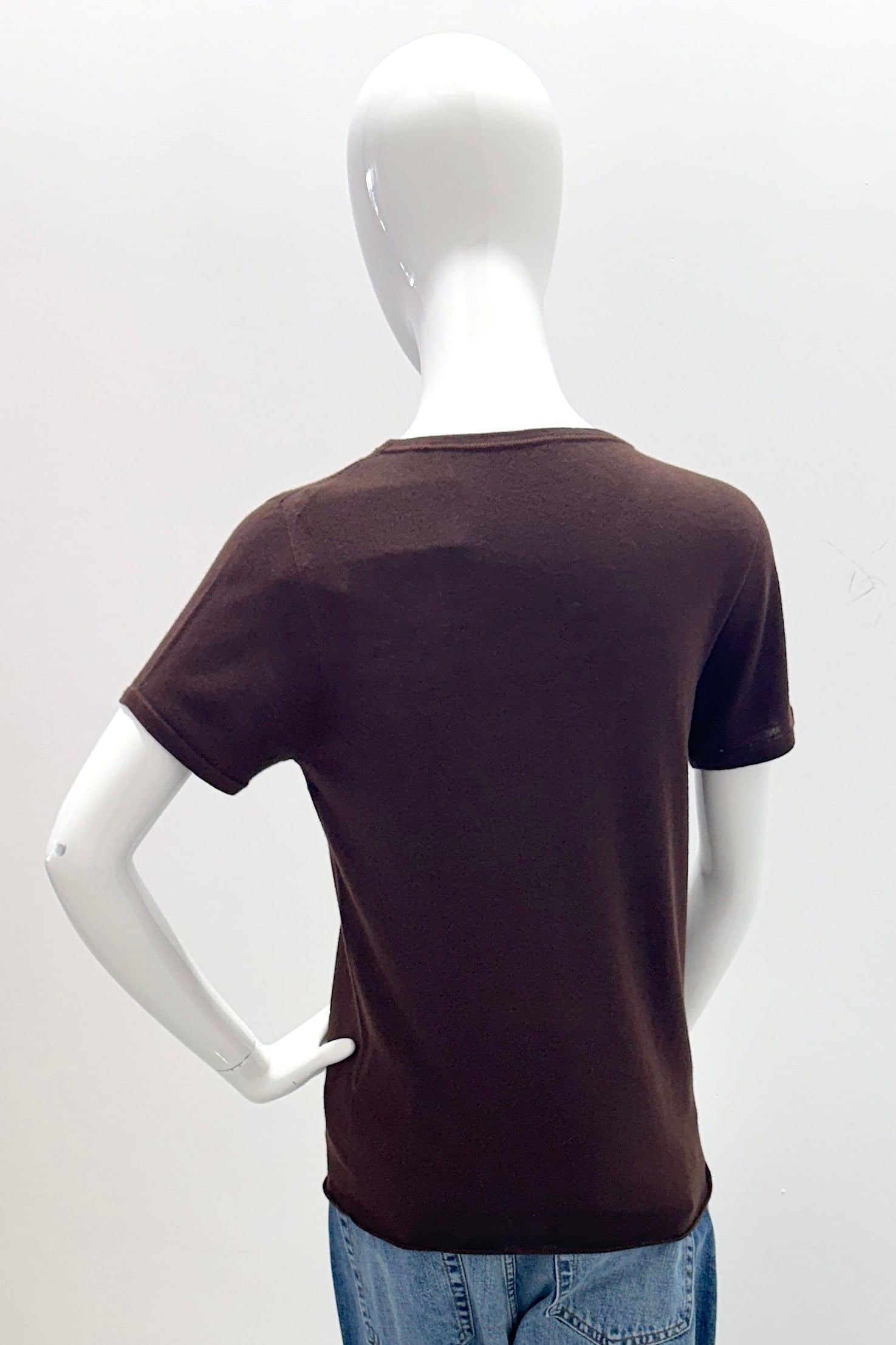 Majestic Filatures T-shirt manches courtes en cachemire 100 % lavable en machine - Mousse au chocolat