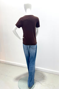 Majestic Filatures T-shirt manches courtes en cachemire 100 % lavable en machine - Mousse au chocolat