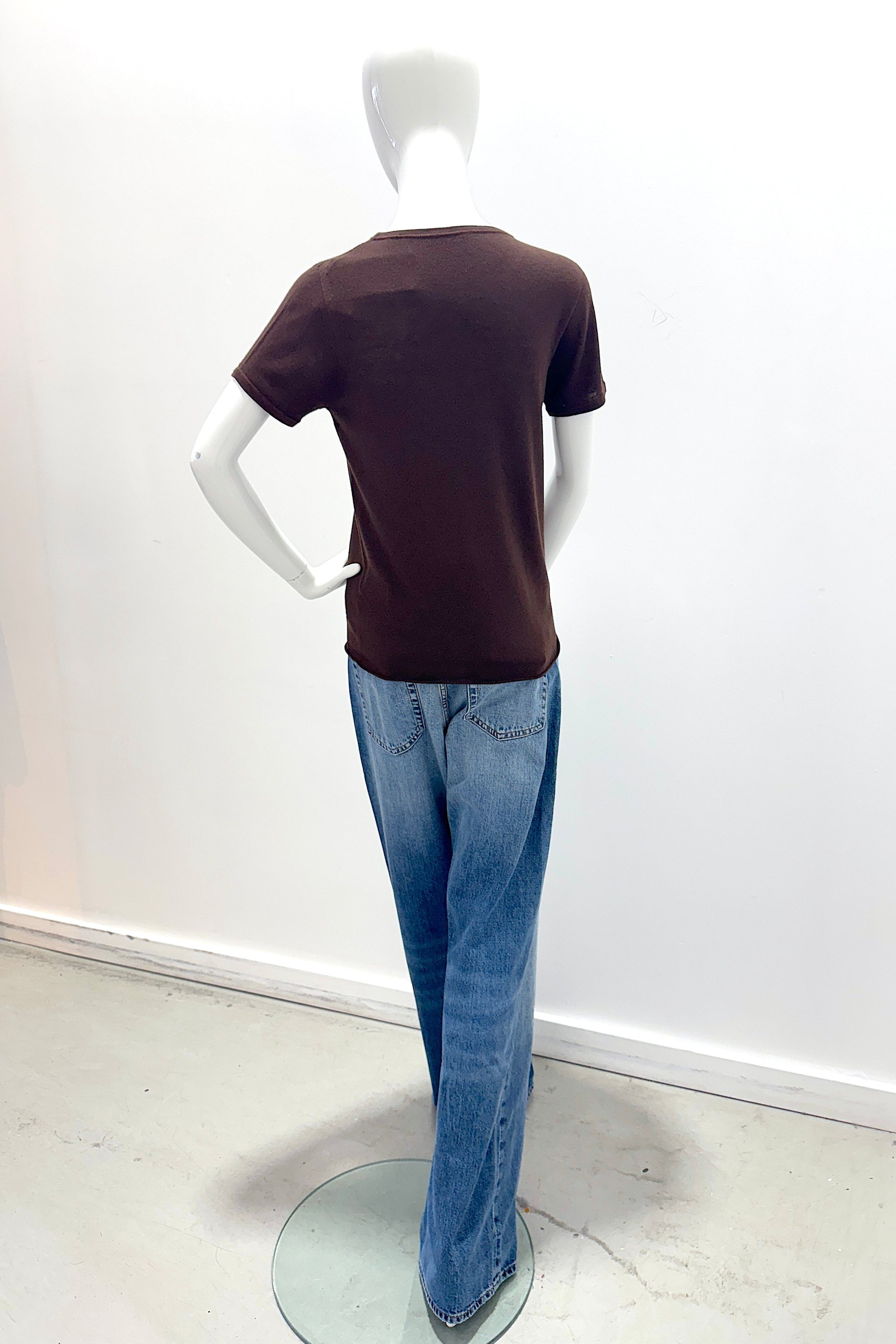 Majestic Filatures T-shirt manches courtes en cachemire 100 % lavable en machine - Mousse au chocolat