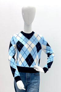 Alice + Olivia Carolee Crewneck Argyle Pullover - Mineral