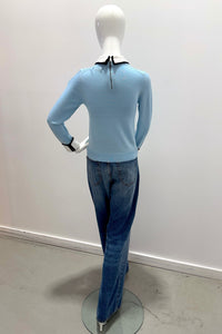 Alice + Olivia Porla Double Collar Sweater - Mineral Blue