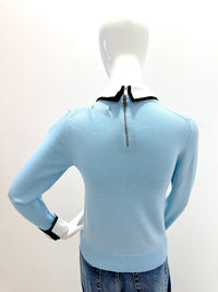 Alice + Olivia Porla Double Collar Sweater - Mineral Blue