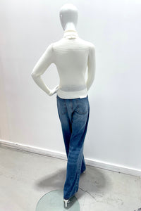 L'Agence Umbra Tissue-Weight Cable Turtleneck - Ivory