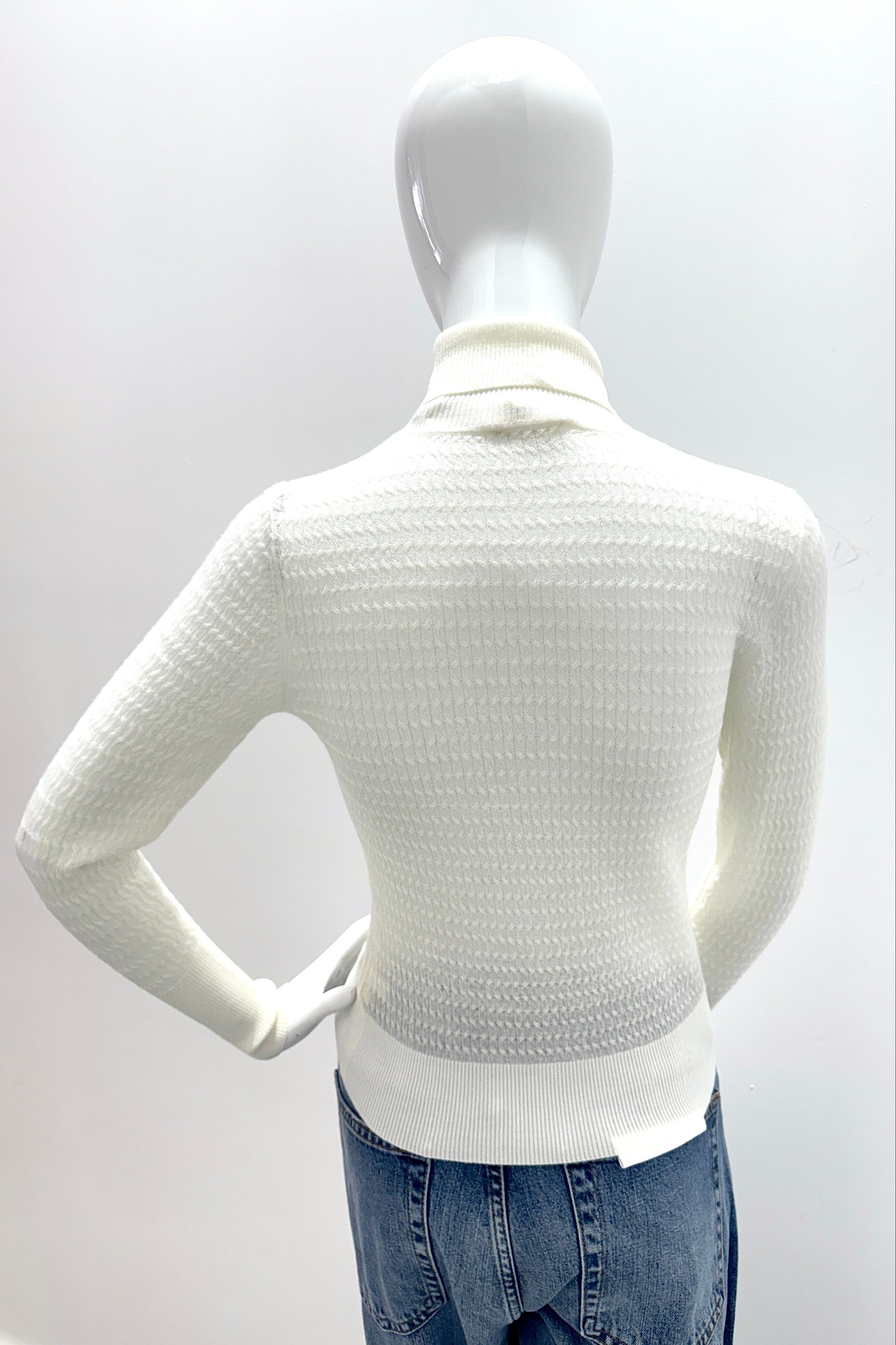 L'Agence Umbra Tissue-Weight Cable Turtleneck - Ivory