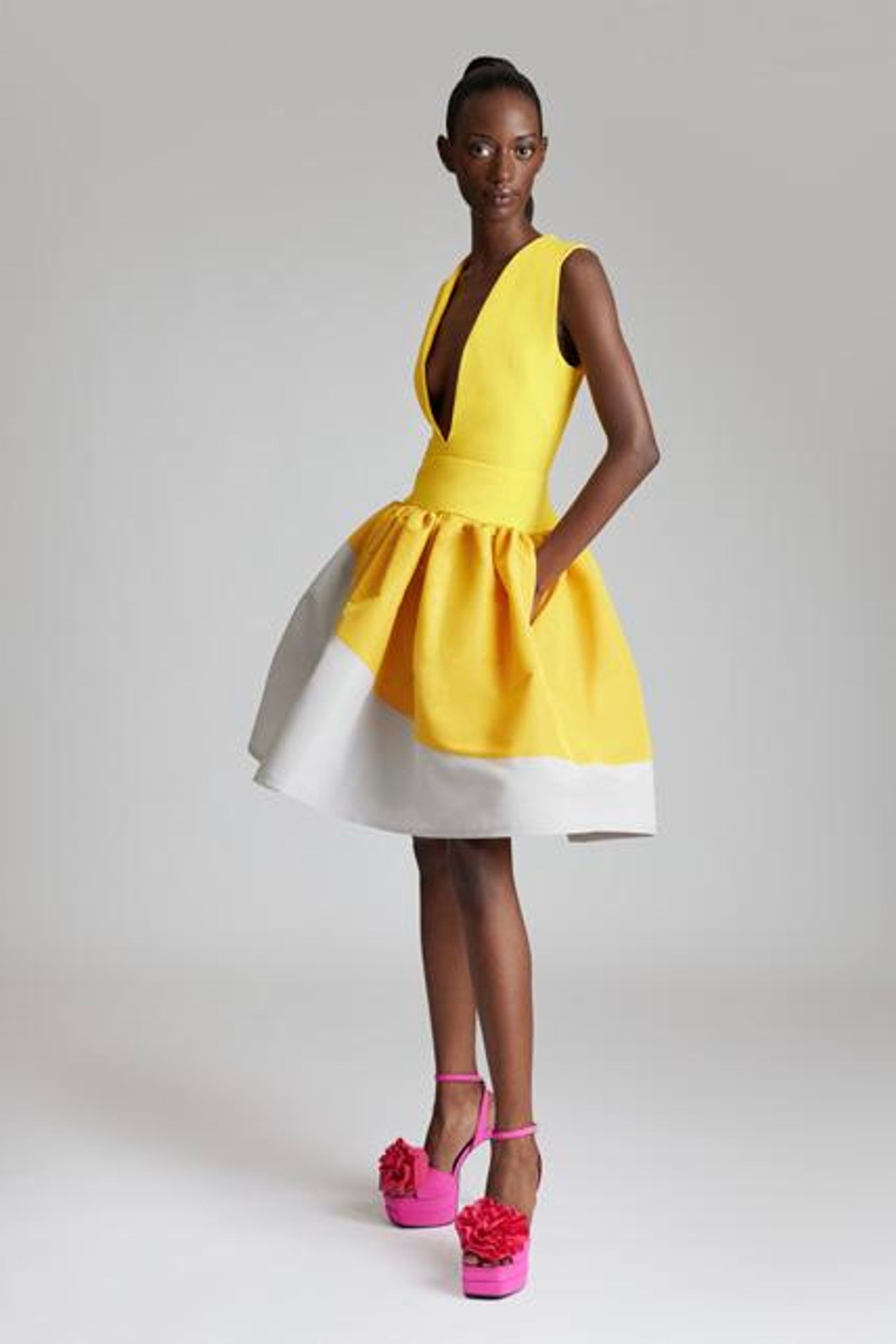 Yellow dress v sales neck