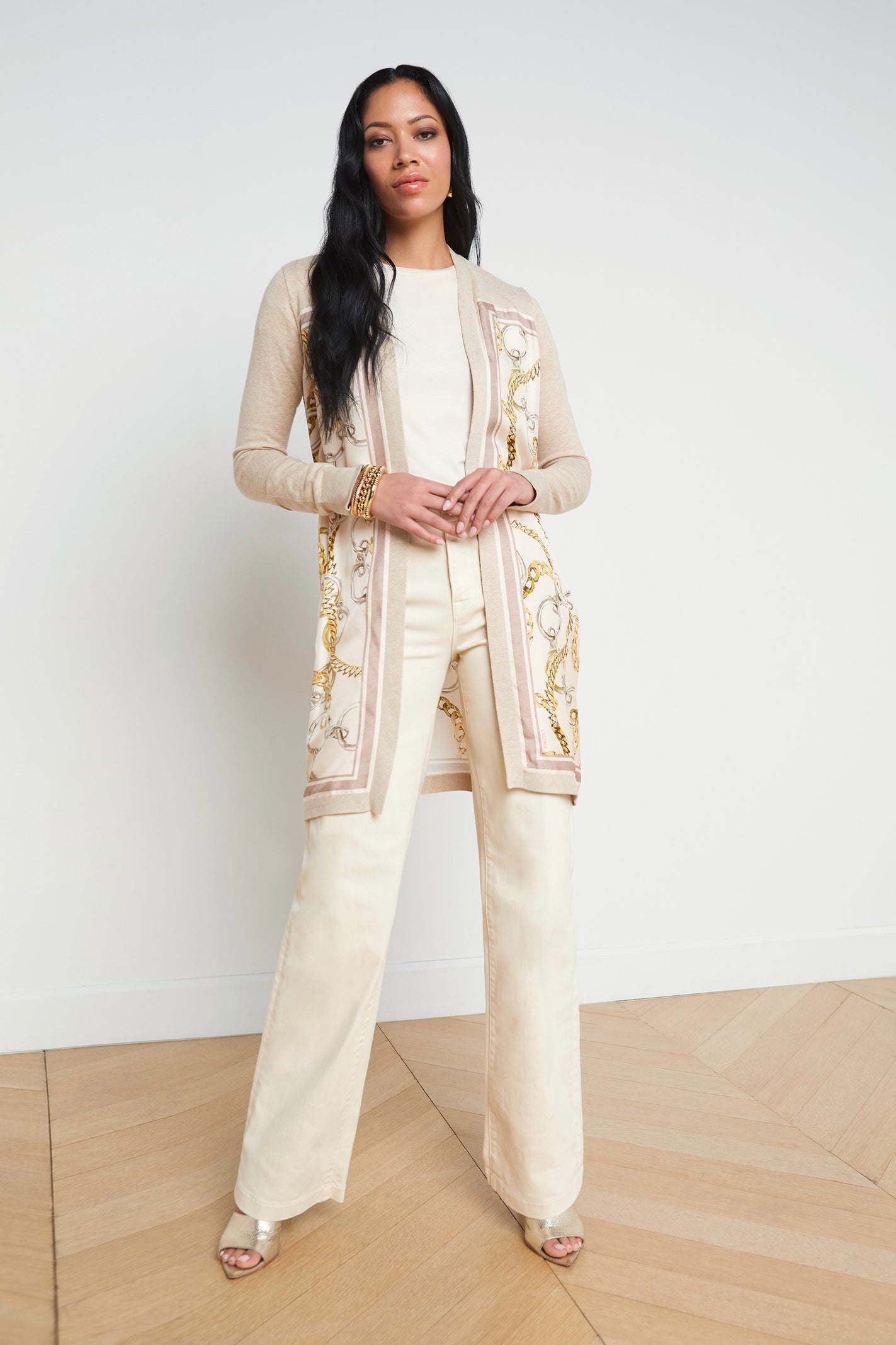L'Agence Beverly Silk Panel Cardigan – Très Chic
