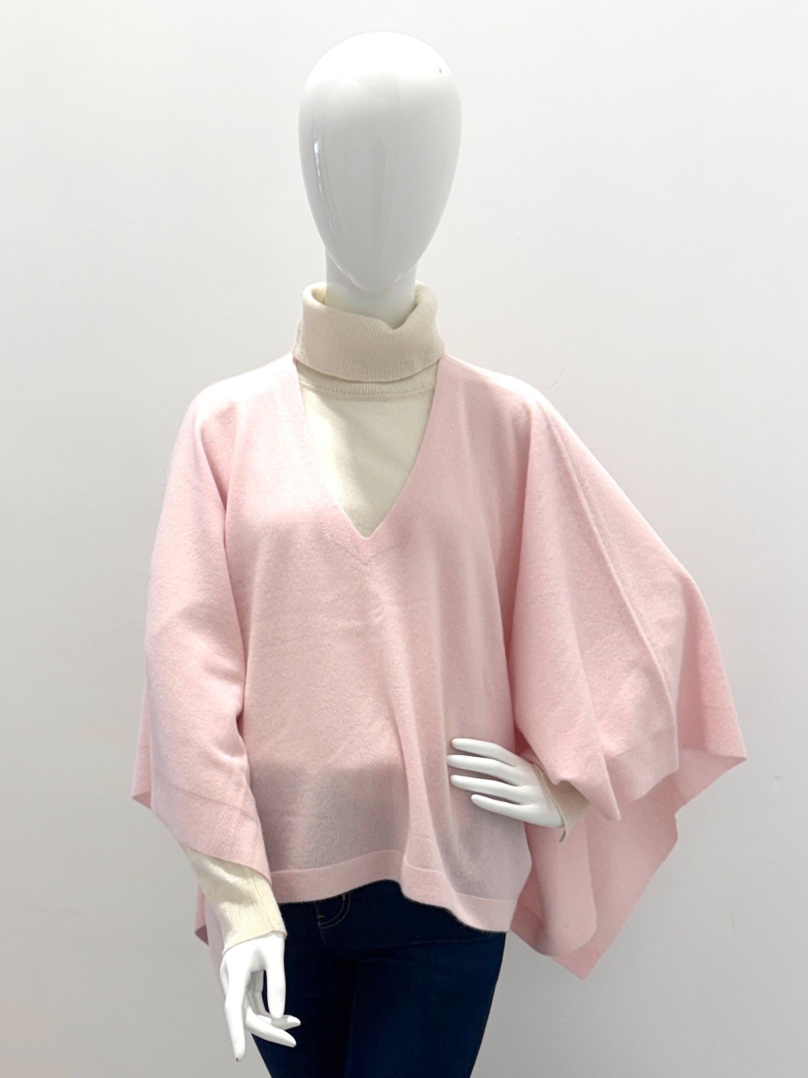 Repeat Organic Cashmere Knitted Poncho Feather