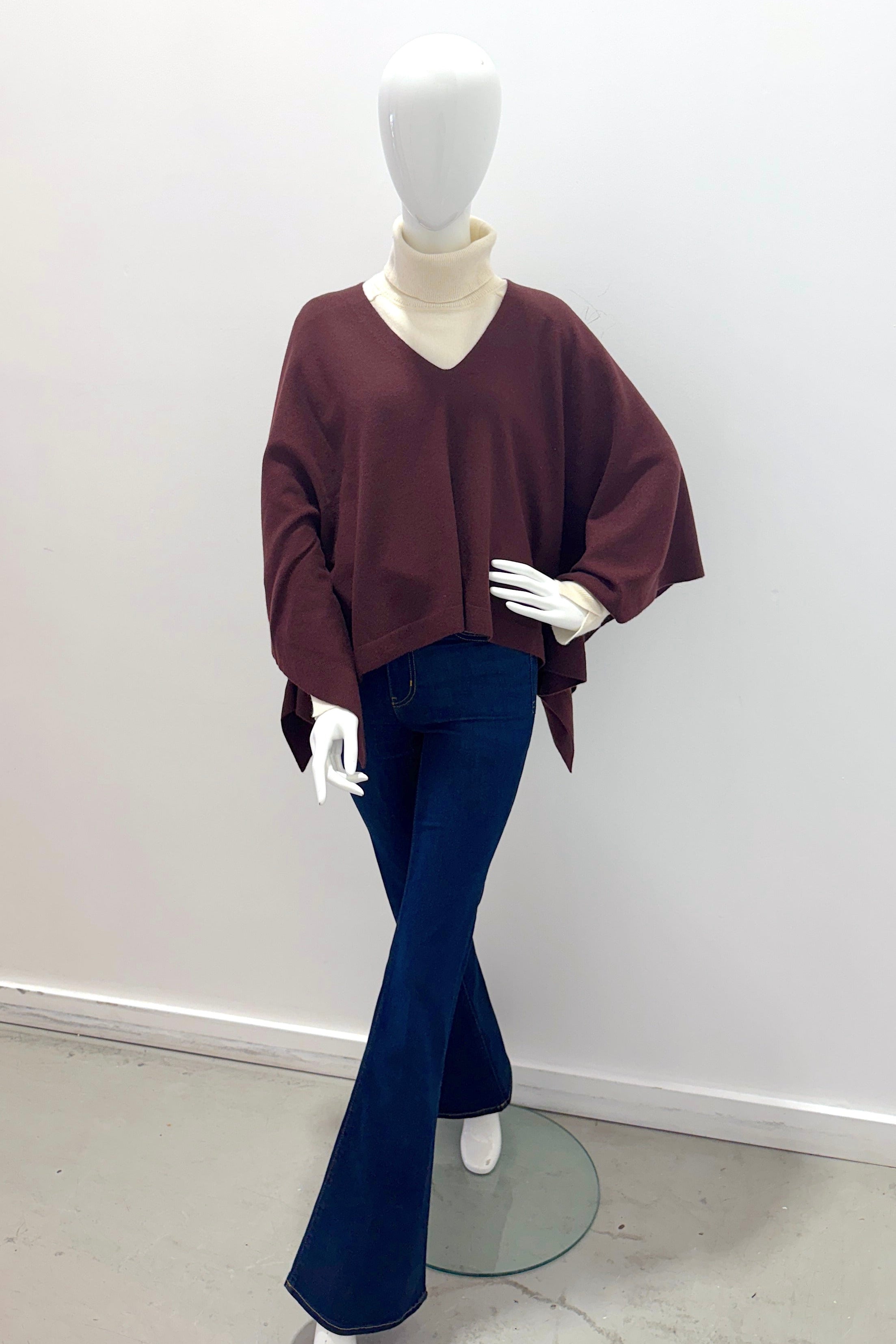 Repeat Organic Cashmere Knitted Poncho Lava