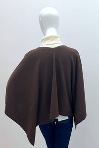 Repeat Organic Cashmere Knitted Poncho Chocolate