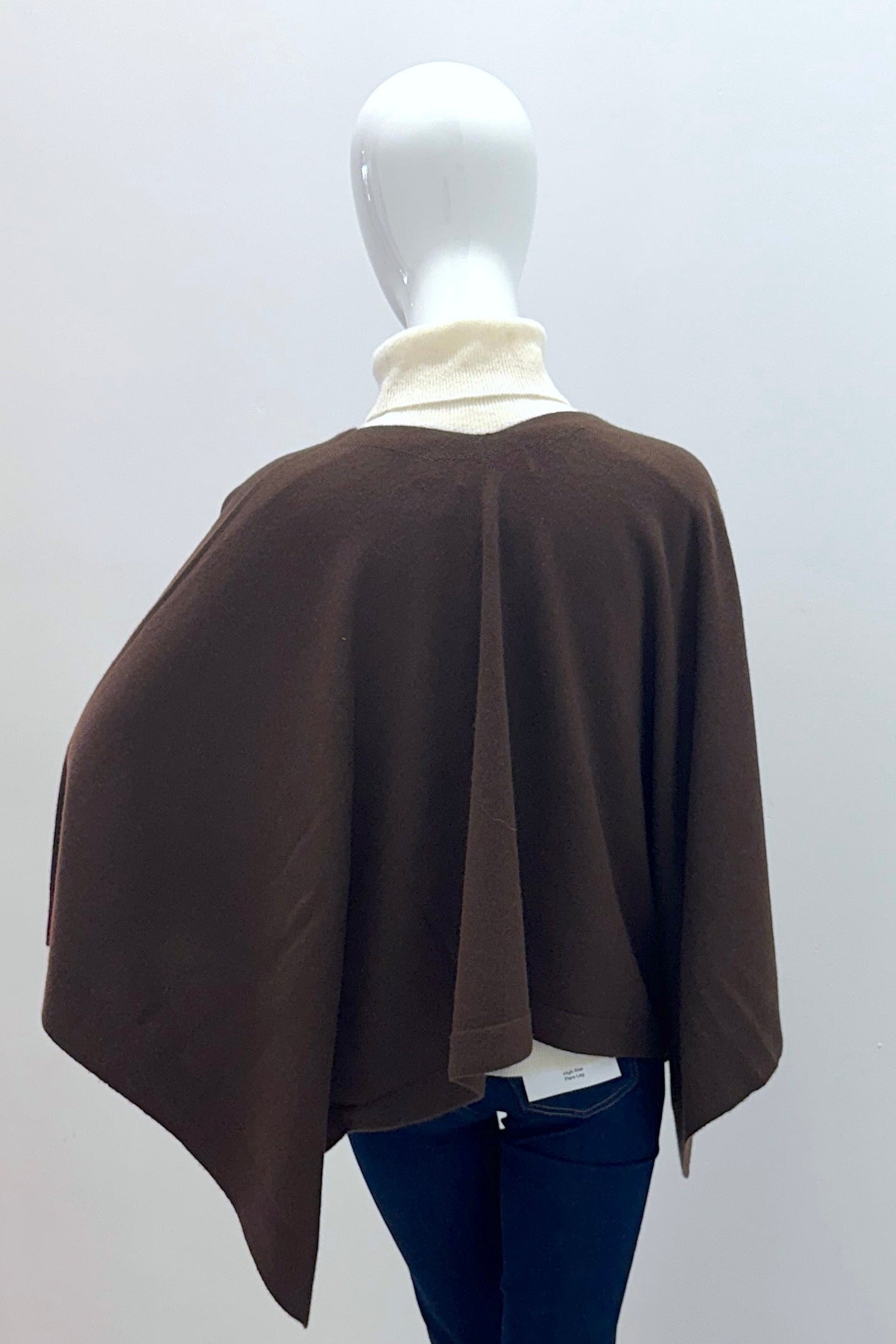 Repeat Organic Cashmere Knitted Poncho Chocolate