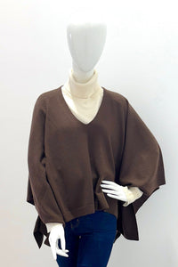 Repeat Organic Cashmere Knitted Poncho Chocolate