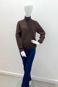 Repeat Organic Cashmere Knitted Pullover - Chocolate