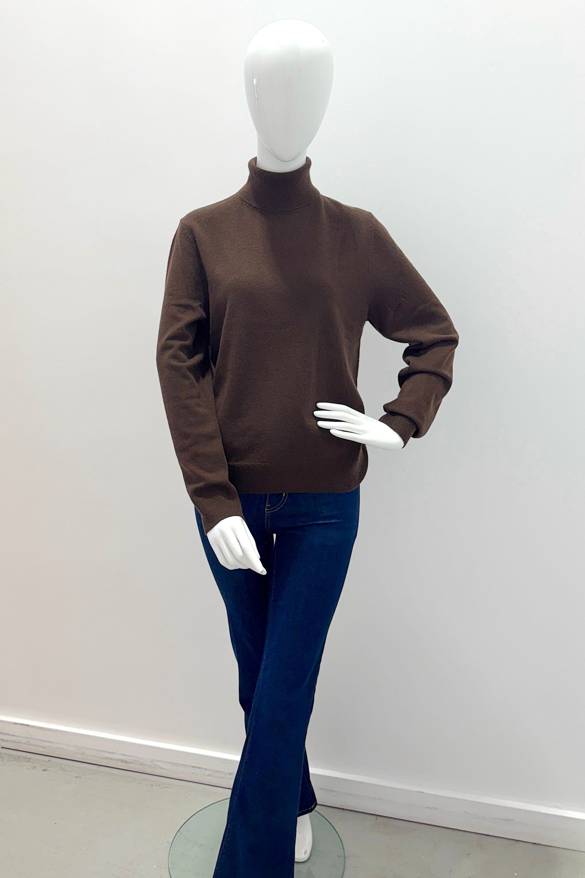 Repeat Organic Cashmere Knitted Pullover - Chocolate