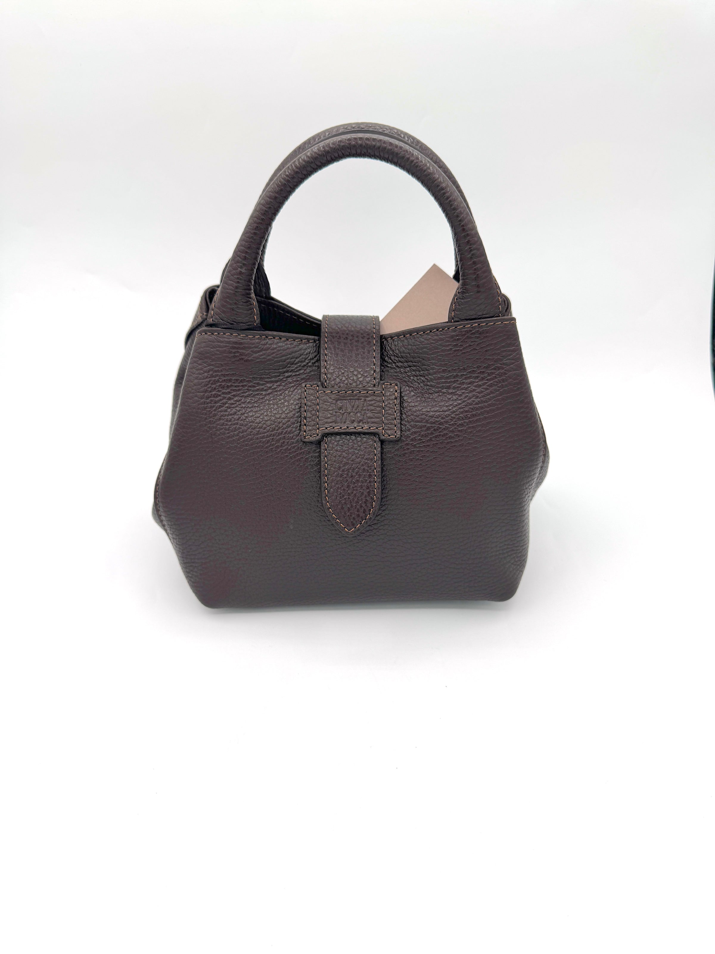 Cinzia Rocca Genuine Leather Mini Handbag With Strap Brown