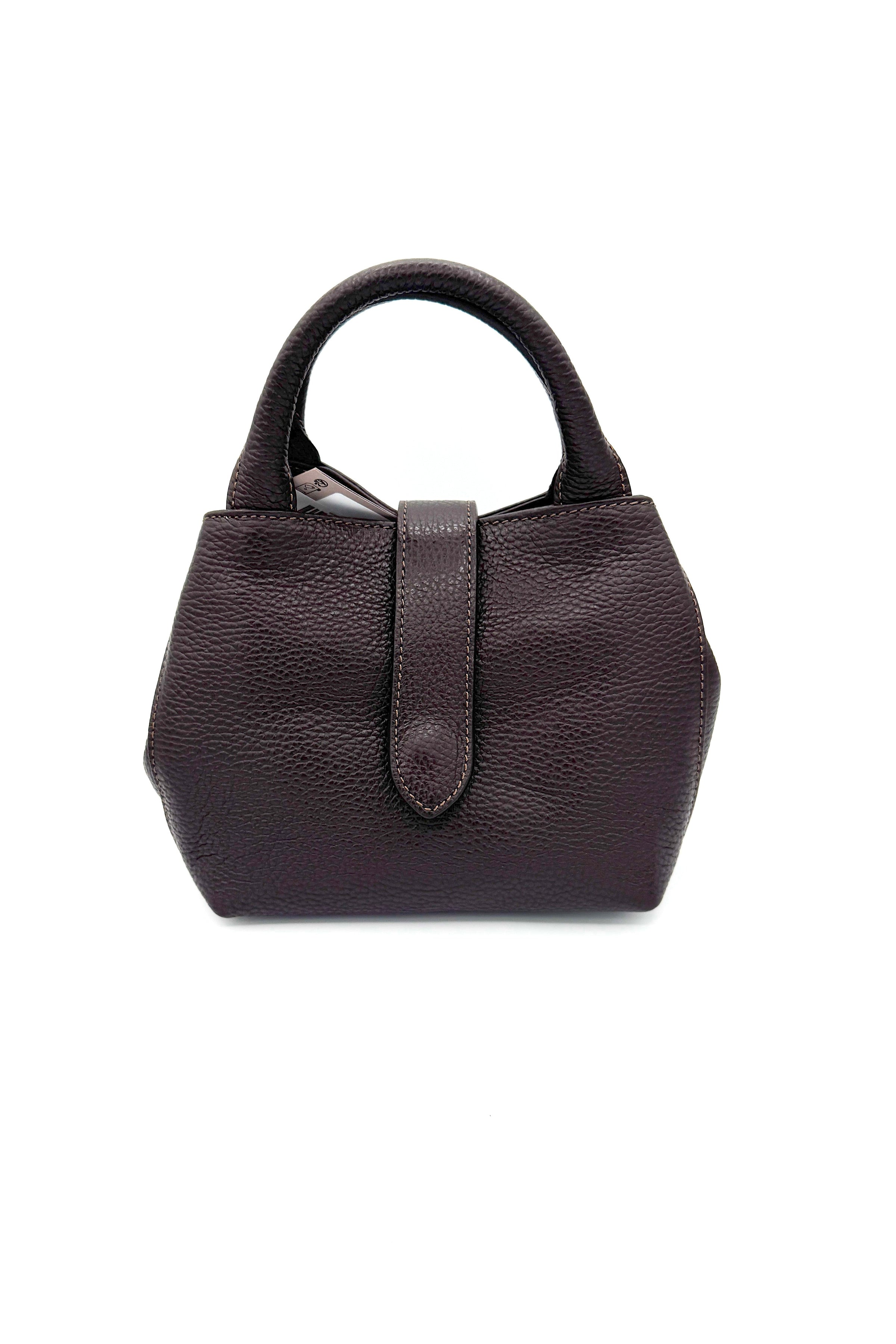 Cinzia Rocca Genuine Leather Mini Handbag With Strap Brown