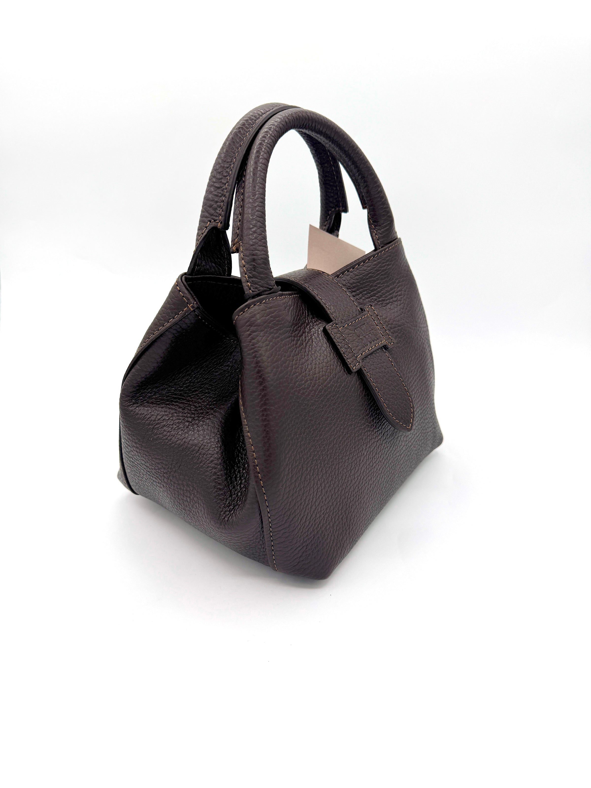 Cinzia Rocca Genuine Leather Mini Handbag With Strap Brown