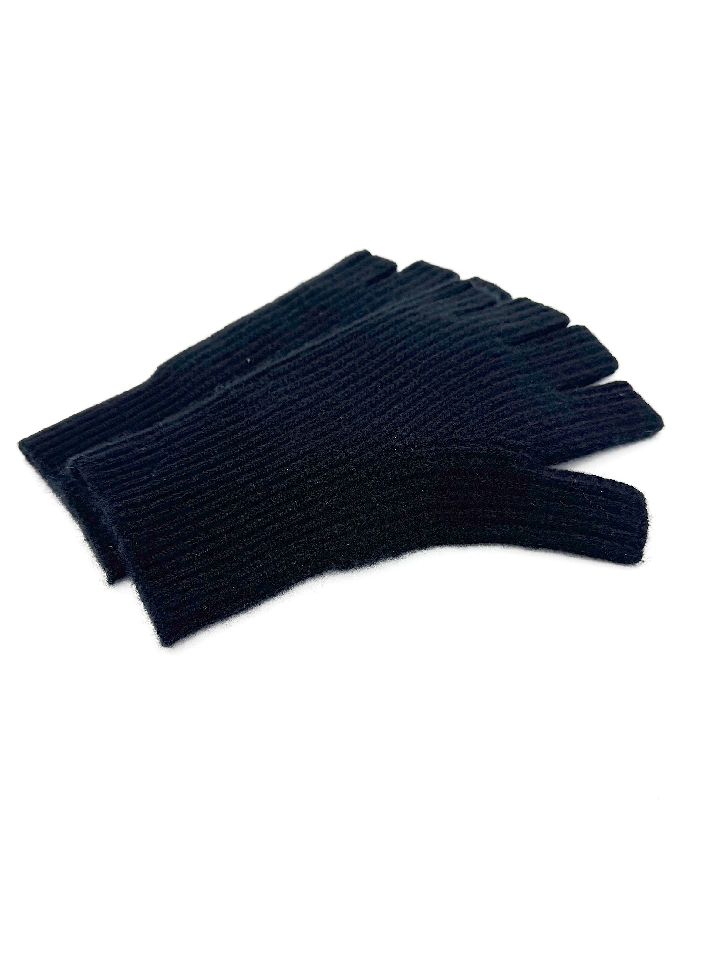 Repeat Organic Cashmere Knitted Gloves Black