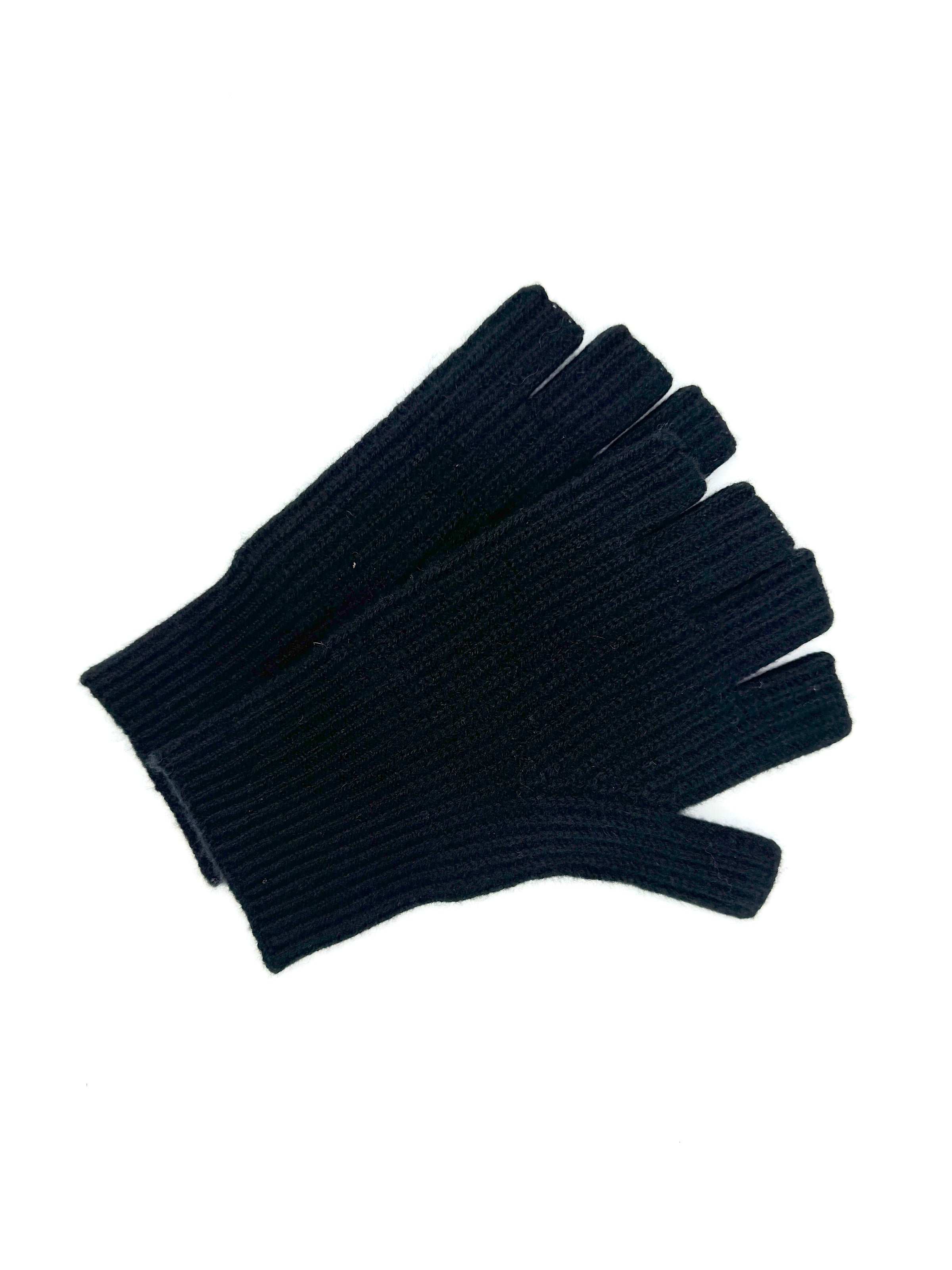 Repeat Organic Cashmere Knitted Gloves Black