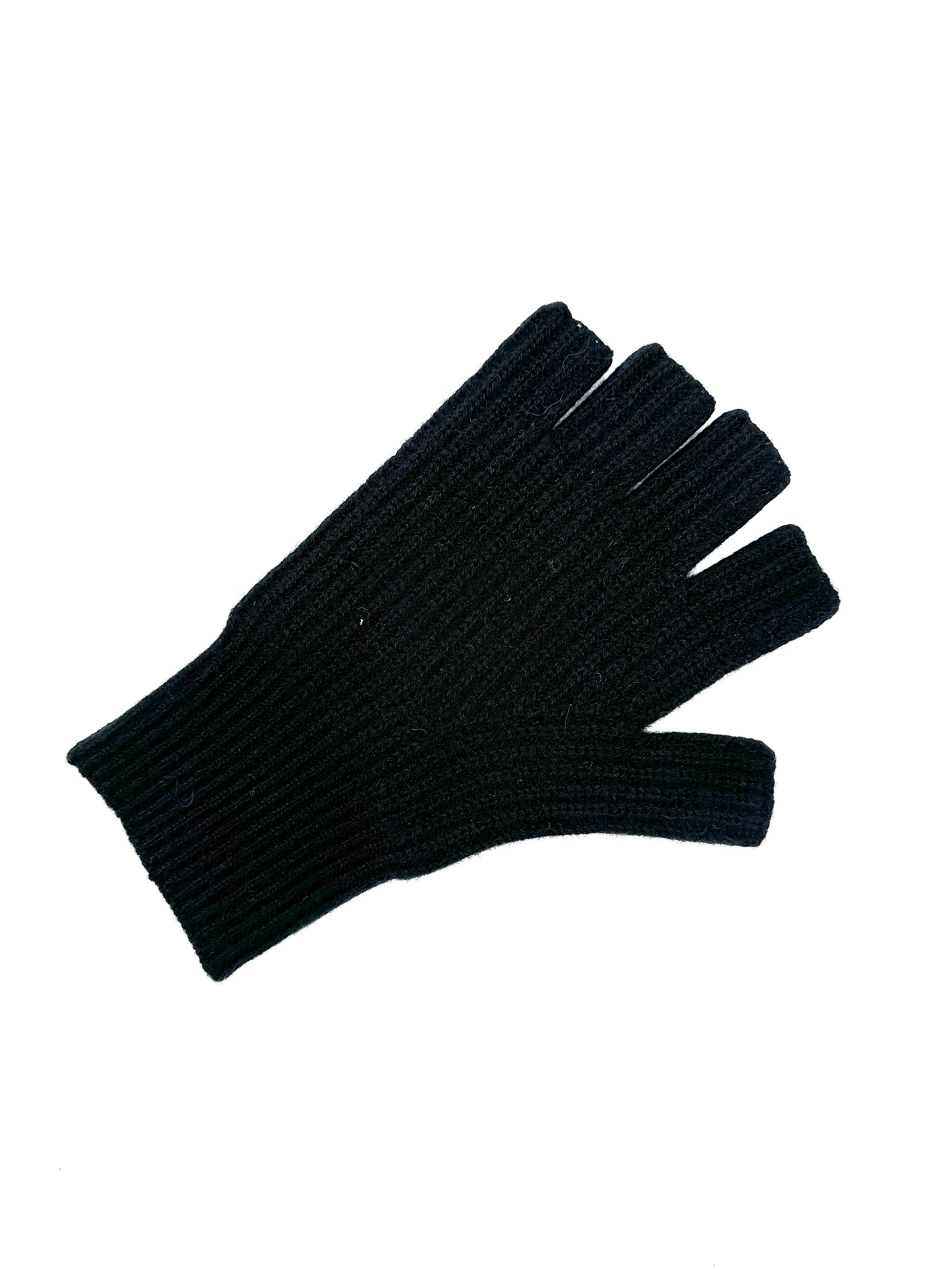 Repeat Organic Cashmere Knitted Gloves Black