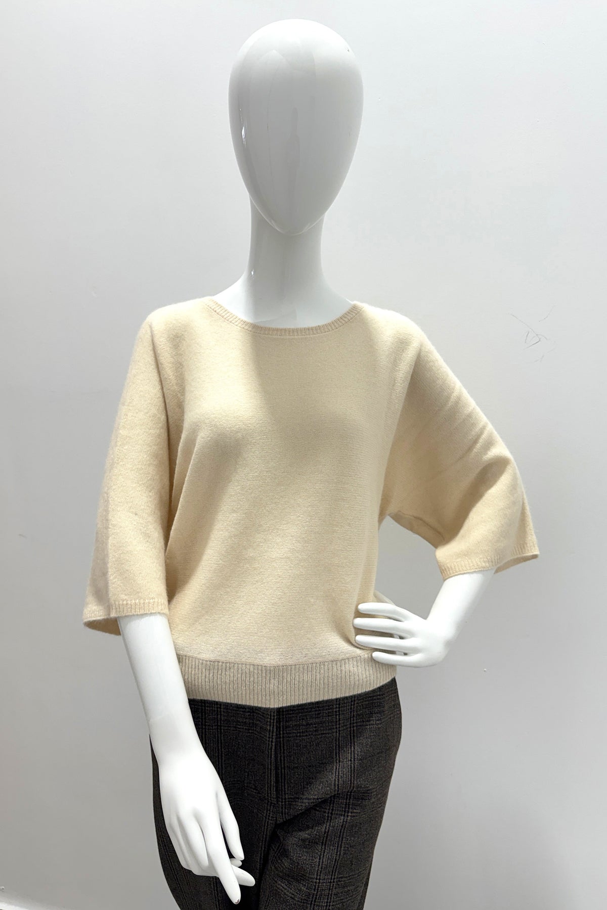 Majestic Filatures Ultra-Soft 3/4-Sleeve Crewneck Sweater Milk