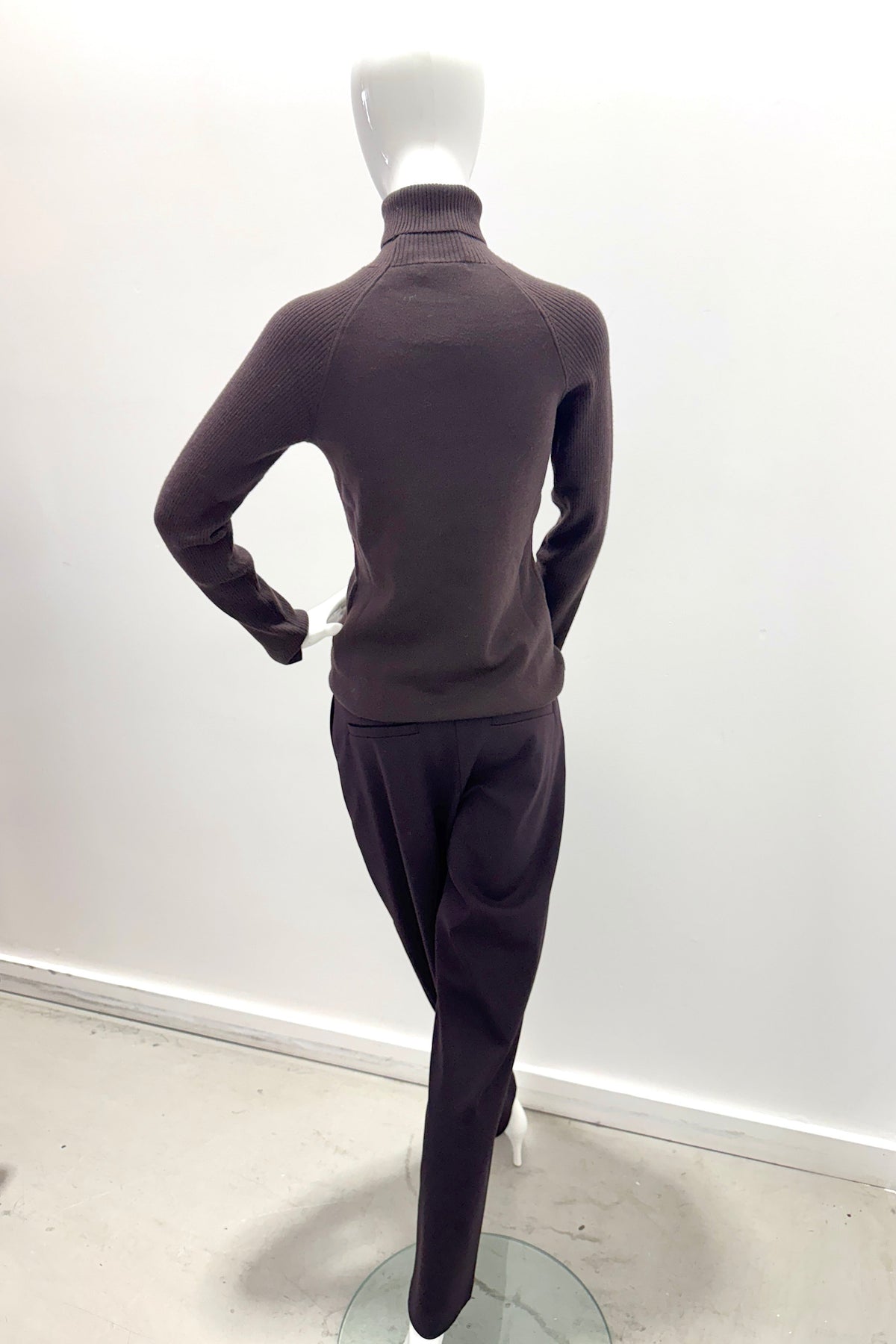 Majestic Filatures Stretch Merino Long-Sleeve Turtleneck With Rib Chocolate Mousse