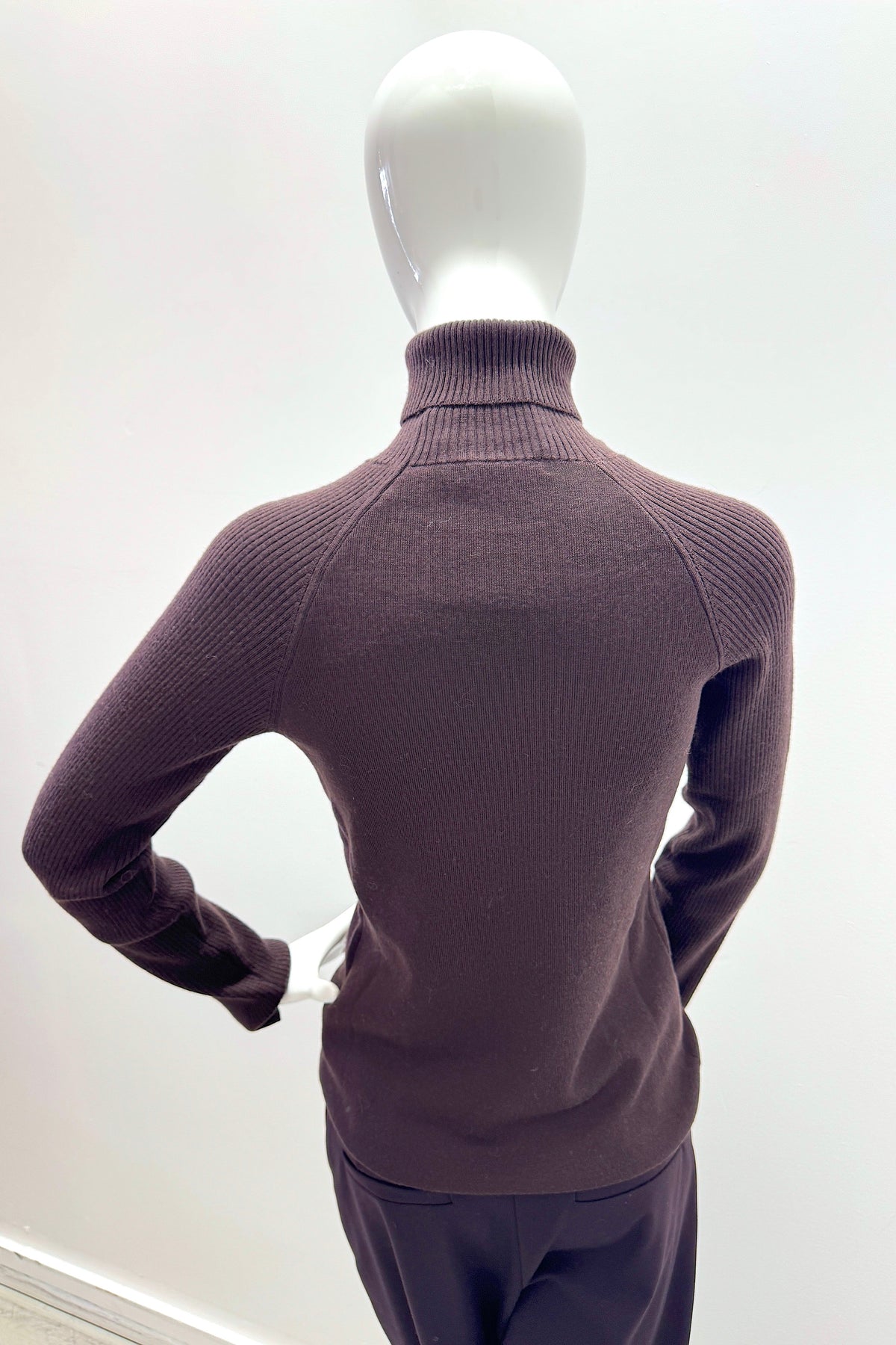Majestic Filatures Stretch Merino Long-Sleeve Turtleneck With Rib Chocolate Mousse