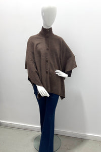 Majestic Filatures Merino Elbow-Sleeve Mock-Neck Poncho Tatanka