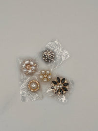 Embellished Pearl & Crystal Button Set of 4