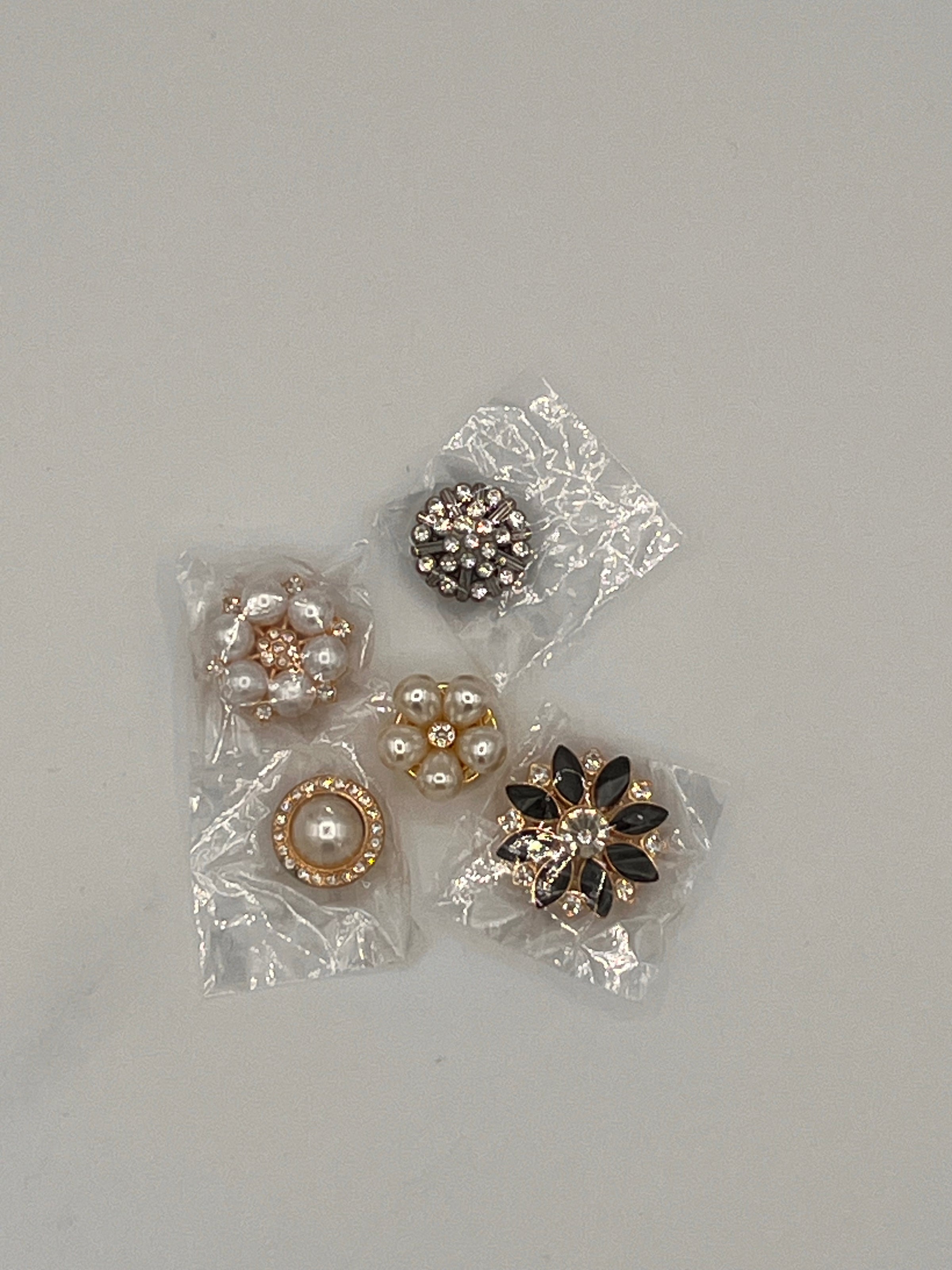 Embellished Pearl & Crystal Button Set of 4