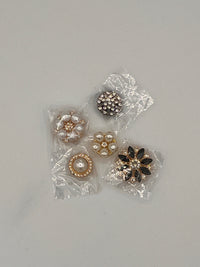 Embellished Pearl & Crystal Button Set of 4