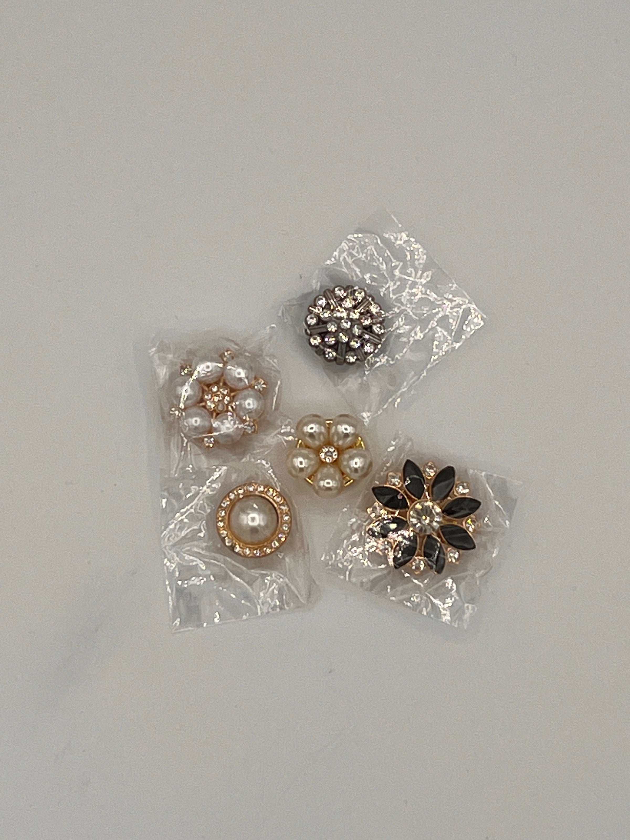 Embellished Pearl & Crystal Button Set of 4