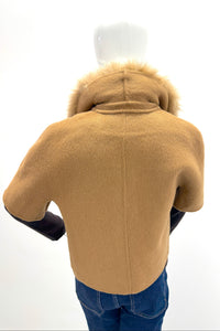Pissenlit Shortsleeve Cashmere Jacket with Fur Collar Warm Camel