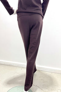 Majestic Filatures Stretch Merino-Knit Soft-Leg Pant Chocolate Mousse