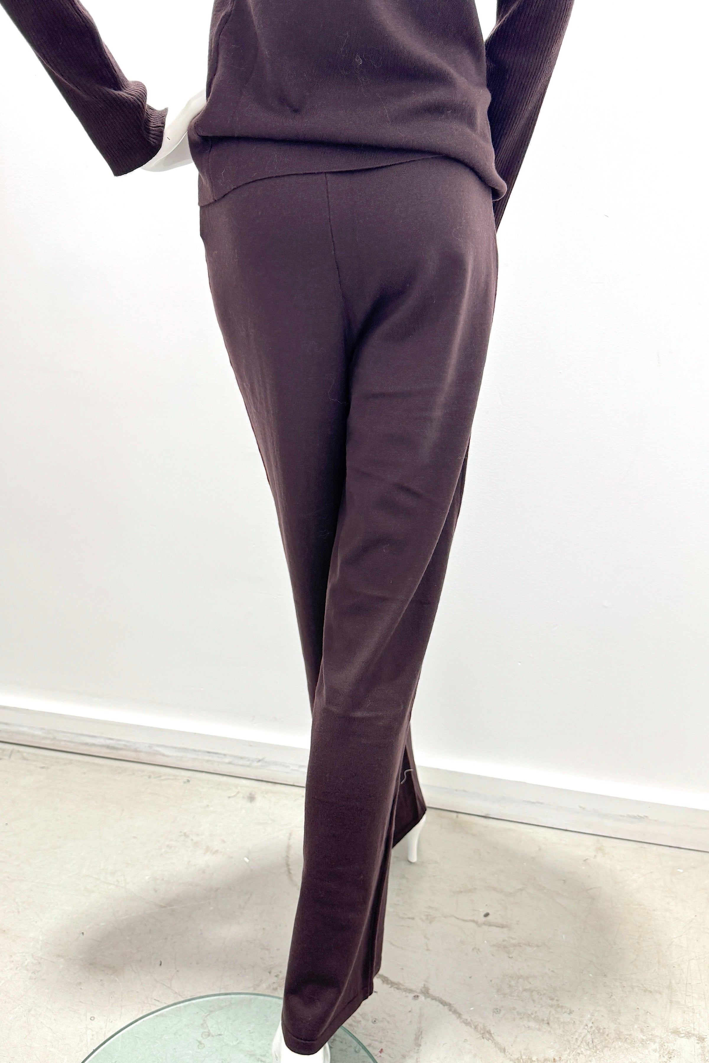 Majestic Filatures Stretch Merino-Knit Soft-Leg Pant Chocolate Mousse