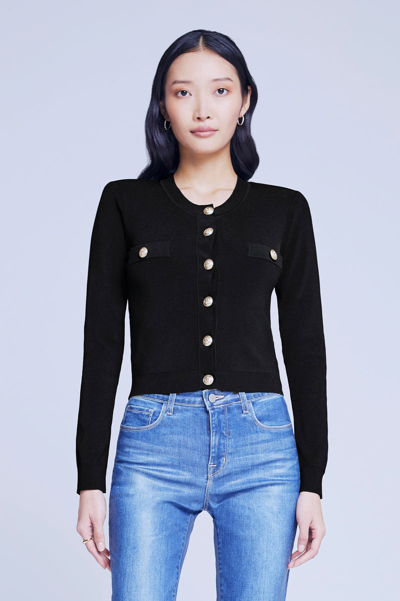 L'Agence Toulouse Crop Crew Neck Cardigan Blazer