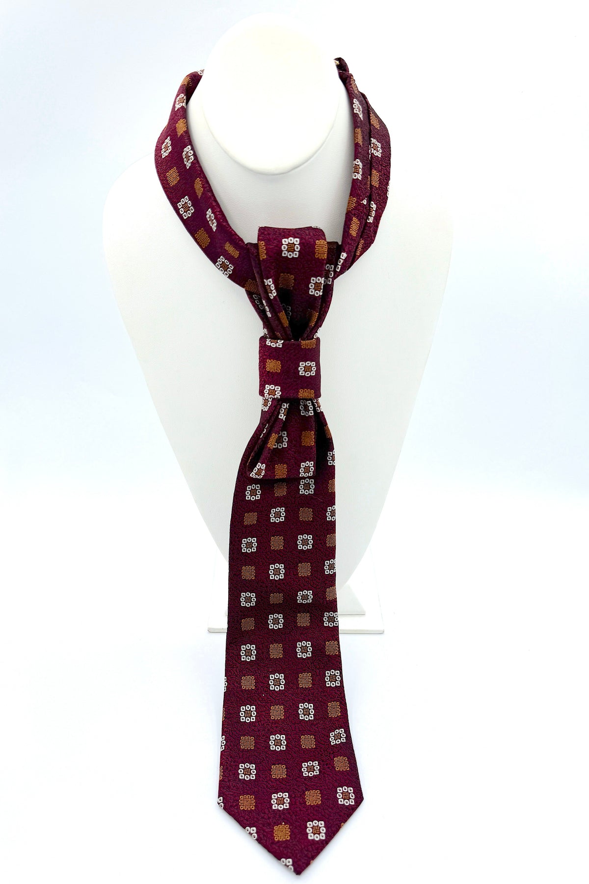 Aether Designs Foulard Print Tie Burgundy/Tan