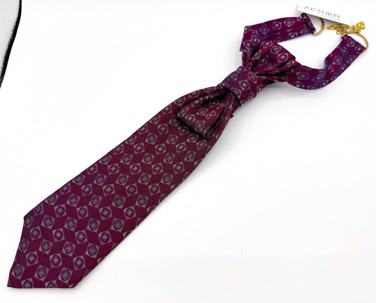 Aether Designs Foulard Print Tie Burgundy/Blue